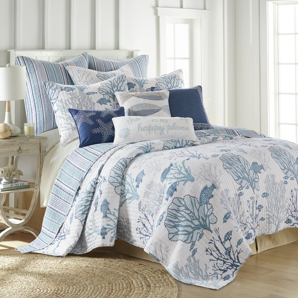 Levtex Home - Lacey Sea Quilt Set - Full/Queen Quilt + Two Standard ...