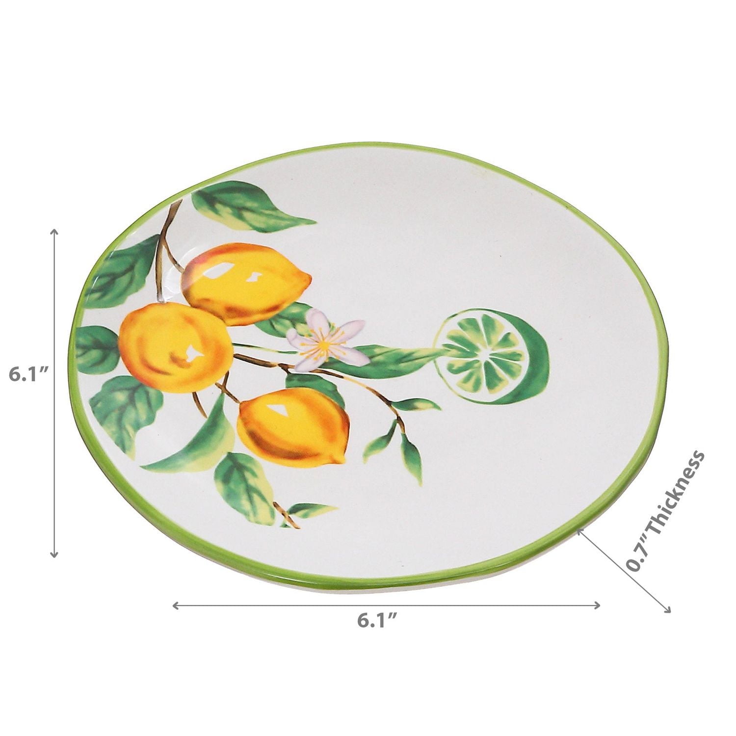 IH Casa Decor Ceramic Lemon Round Plate 6.10" - Ensemble De 2