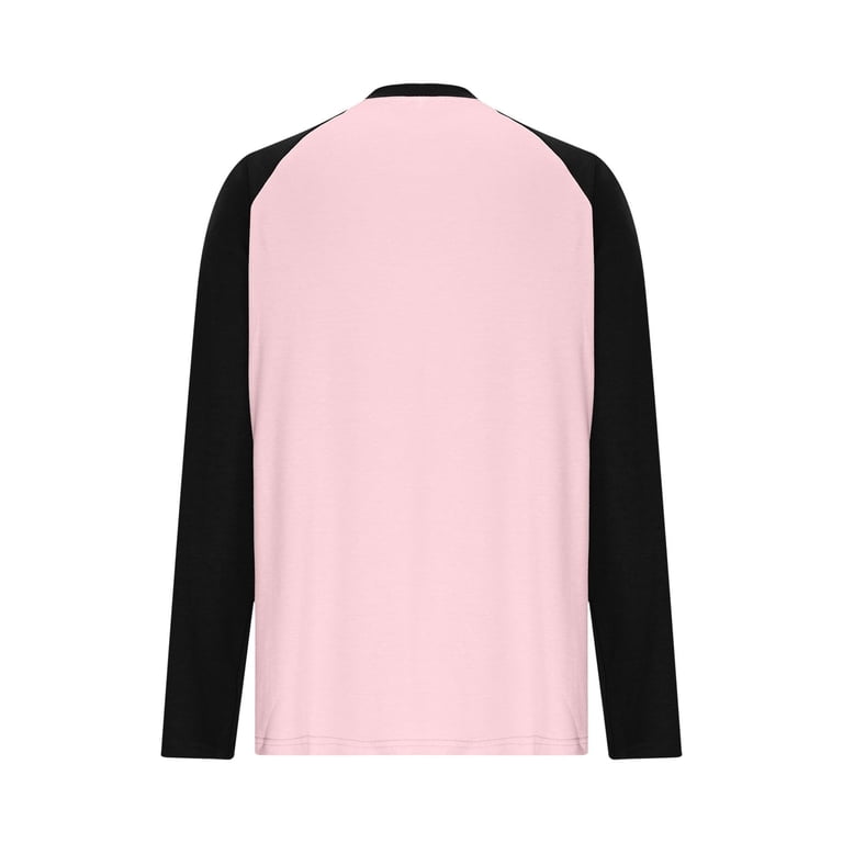 CQONEPT Women's Color Block Striped Tee Long Sleeve Crewneck T