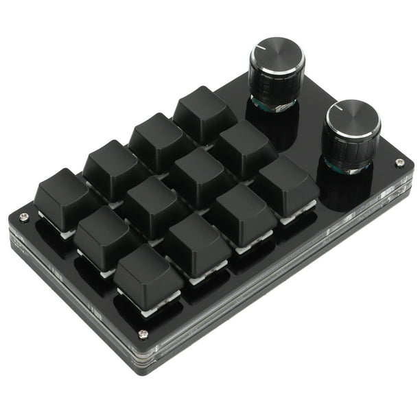 M Buder Teclado Mecánico Macro de una Mano 12 Teclas Multifunción Todo Negro
