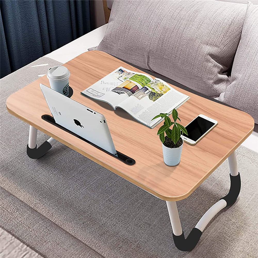 Foldable Lap Stand Bed Tray Laptop Desk for Eating Breakfast Bed Tray Laptop Desk Notebook Stand Reading Holder for Couch Floor Kid Laptop Bed Table Lap Desk 23.6 x 15.7in Lap Tablet with Slot 