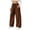 Brown pants for women, variant on Women Drawstring Elastic Waist Paneled Wide Leg Pants with Patch Pockets Ruched Knee Textured Straight Trousers for Casual Daily Streetwear Black,S