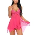 thumbnail image 2 of Mialoley Women Summer Lingerie, Solid Color V-Neck Night Dress + G-String, 2 of 7