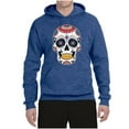 thumbnail image 2 of Wild Bobby Day Of The Dead Sugar Skull Pop Culture Unisex Graphic Hoodie Sweatshirt, Vintage Heather Blue, X-Large, 2 of 5