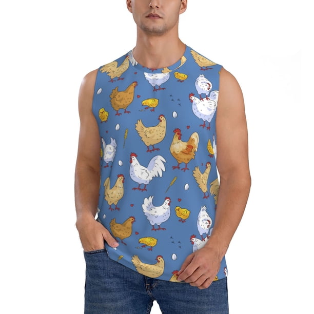 Balery Chicken Family Camisetas sin mangas para hombre, absorbe la humedad y protege contra el mal olor.-XX-Large