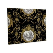 3dRose, French toile. Gold and Black., Museum Grade Canvas Wrap 14x11
