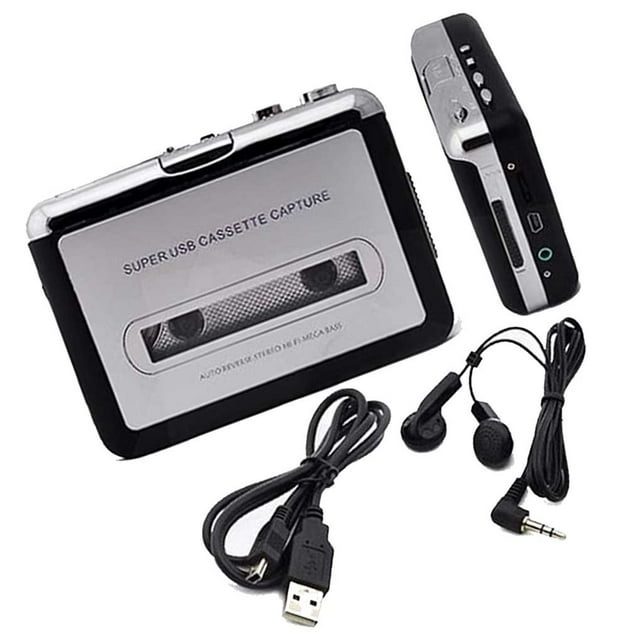 Tholdsy Cinta de captura de Cassette USB de mano, reproductor MP3 profesional, reproductor de Cassette recargable, grabadora práctica para viajes en Cables de audio/vídeo