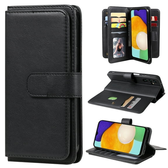 Compatible with Samsung Galaxy A14 5G Wallet Case, Premium PU Leather Cover Flip Folio Wallet with 10 Card Slots with Magnetic Closure Built-in Kickstand Protective Case (Black)