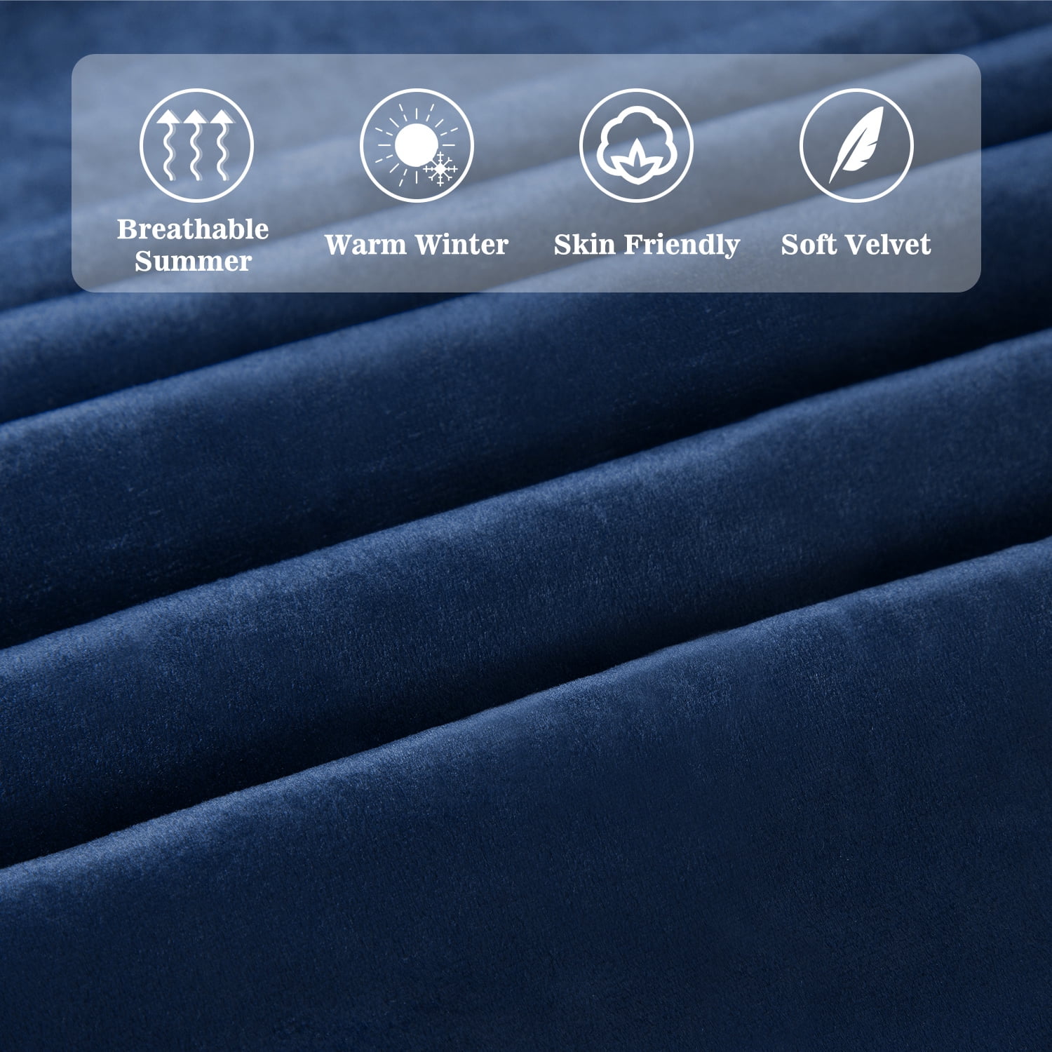 Allewie Queen Velvet Upholstered Bed Frame with Vertical Channel Tufted Headboard, Navy Blue