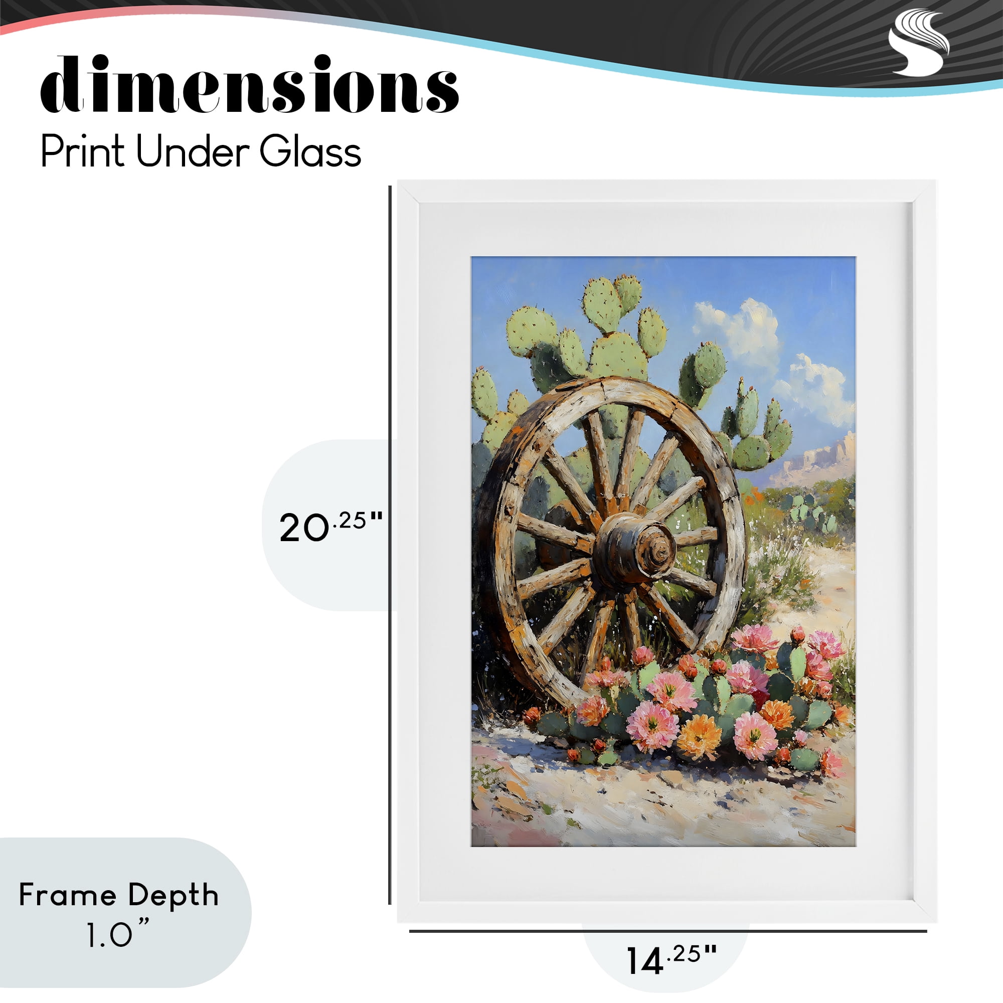 Stupell Industries Wagon Wheel Among Cactus White Framed Print Under Glass, design by Franklyn Gregory