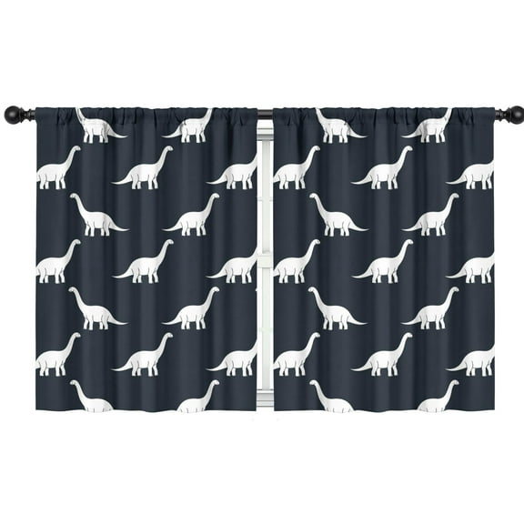 Blackout Kids Curtains,Dark Blue Dinosaurs Silhouette Pattern Childrens Insulated Curtains Set Of 2,Bedroom Essentials,Toddler Room Decor 42"x54"
