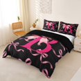 thumbnail image 3 of spefrowx Bow B Letter Bedding for Girls, Black Pink Watercolor Ribbon Duvet Cover Full, Black Reversible, 3 Pieces, 1 Duvet Cover and 2 Pillowcases, 3 of 6