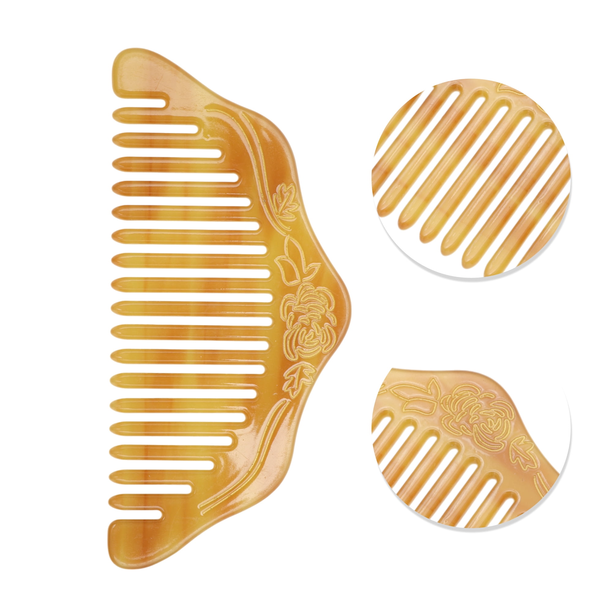 Unique Bargains 1 Pc Portable Floral Hair Comb Coffee Color for Making Hair Smooth