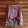 thumbnail image 2 of Fiaer Christmas Long Sleeve T Shirts for Women Oversized Snowflake Xmas Tshirts Loose Fit Casual Fashion Holiday Tops Purple XL, 2 of 3