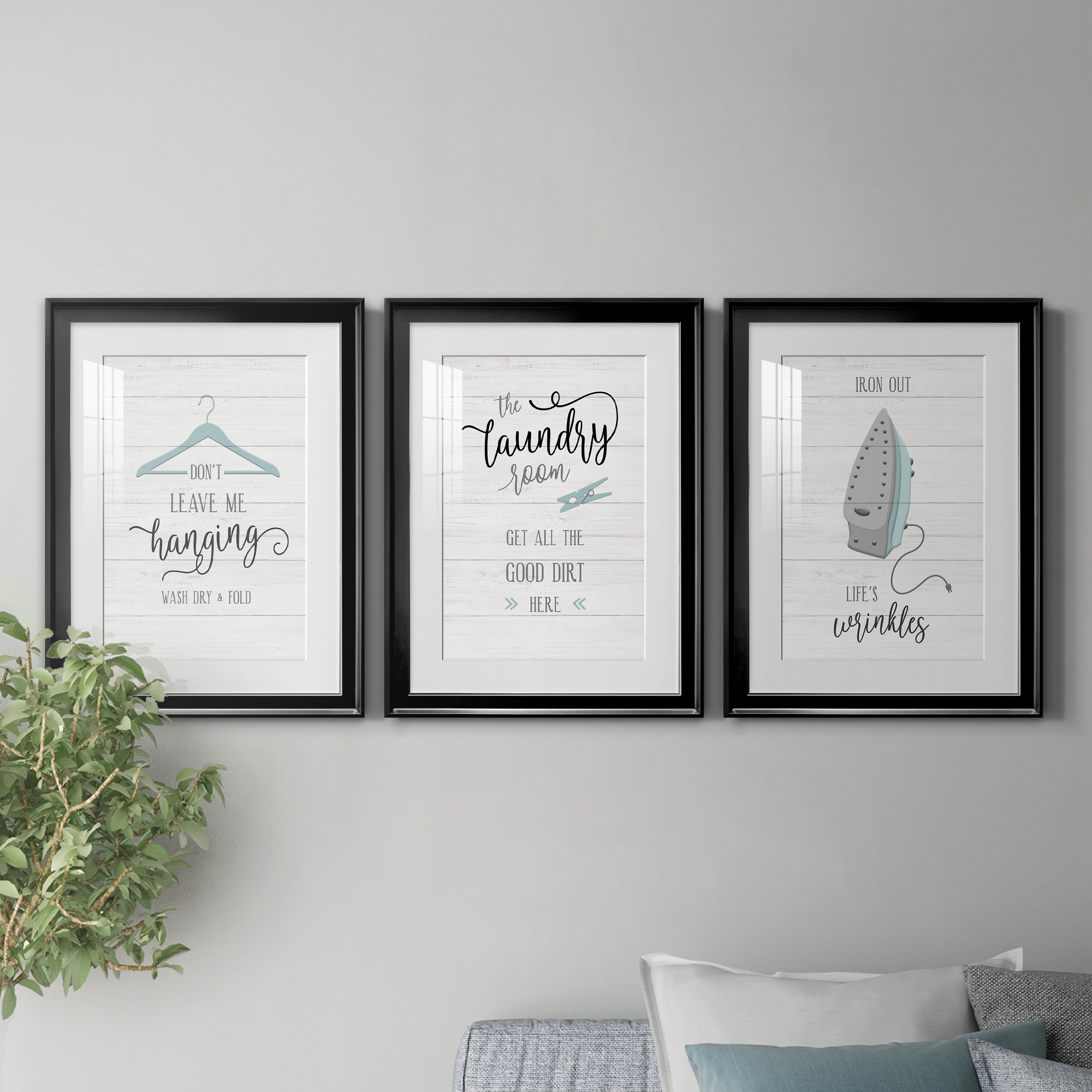 Don't Leave Premium Framed Prints Set of 3 - Ready to Hang - 18 x 24 Each - Black Frame