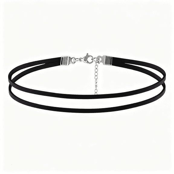 DESIGNICE Goth Hippie Black Faux Leather Choker, Dainty Choker Necklace for Women, Gothic Boho Necklace, Halloween Christmas Jewelry Gift For Women