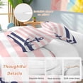 thumbnail image 2 of 3 Piece Anchor Pink Duvet Cover Set Twin Size, Microfiber Comforter/Quilt Cover with Corner Ties and 2 Pillowcases, Modern Navy Blue White Striped Nautical All Season Soft Bedding with Zipper Closure, 2 of 8