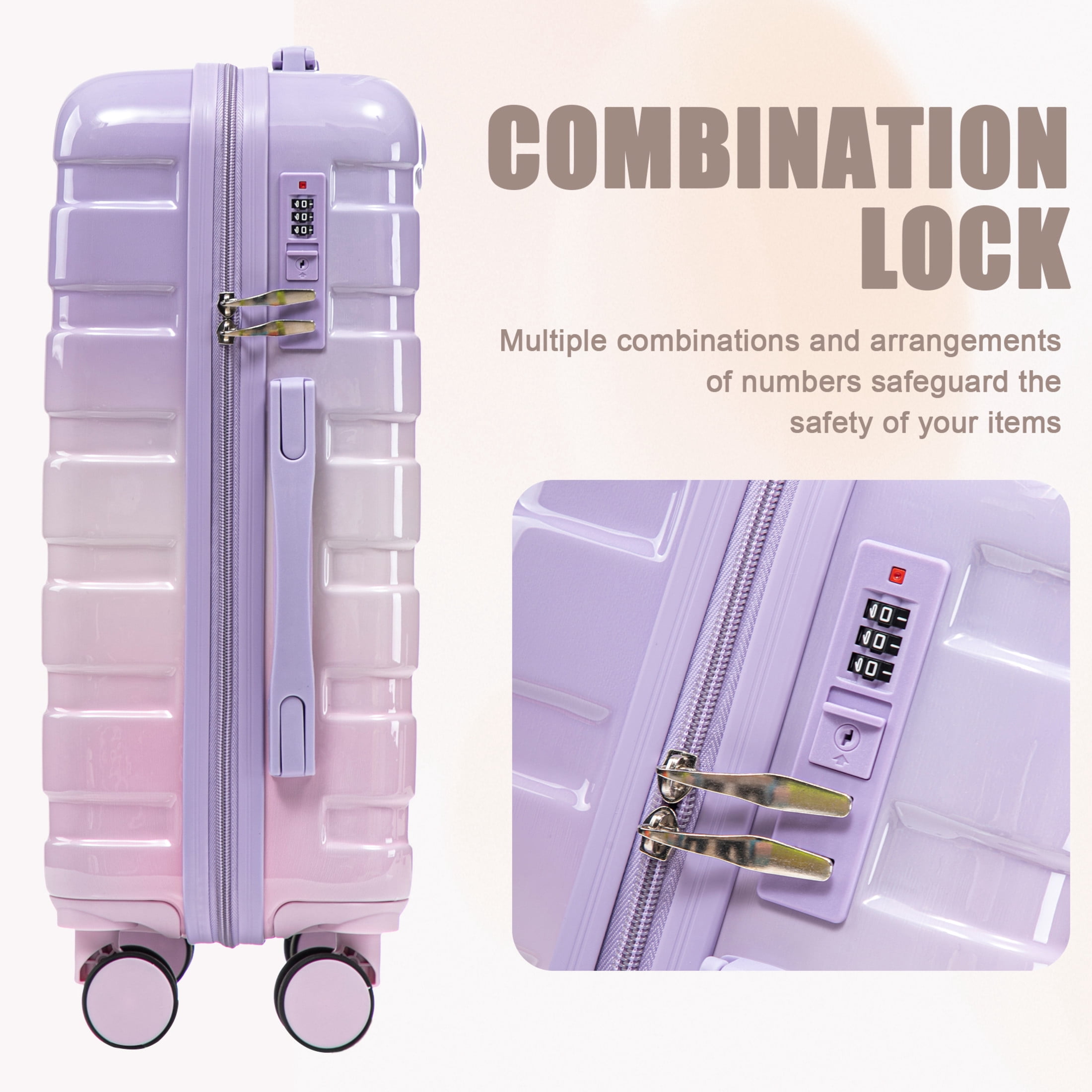 Noble House Vance 20"/14" Hardshell Spinner Luggage Set, Carry-On Suitcase and Cosmetic Case, Pink & Purple, Set of 2