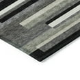 thumbnail image 5 of 9' X 12' Black Charcoal And Gray Striped Washable Indoor Outdoor Area Rug, 5 of 5