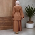 thumbnail image 5 of Bibifish Womens Skirt Set Elegant Muslim Women Solid Color Midi Top And Pleated Skirt Two Piece Set Modest Casual Daily Wear Outfits, 5 of 7