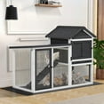 thumbnail image 3 of Dextrus Wooden Rabbit Hutch Bunny Cage Guinea Pig House with Waterproof Roof, PVC Mat, Pull-Out Tray - Black, 3 of 8
