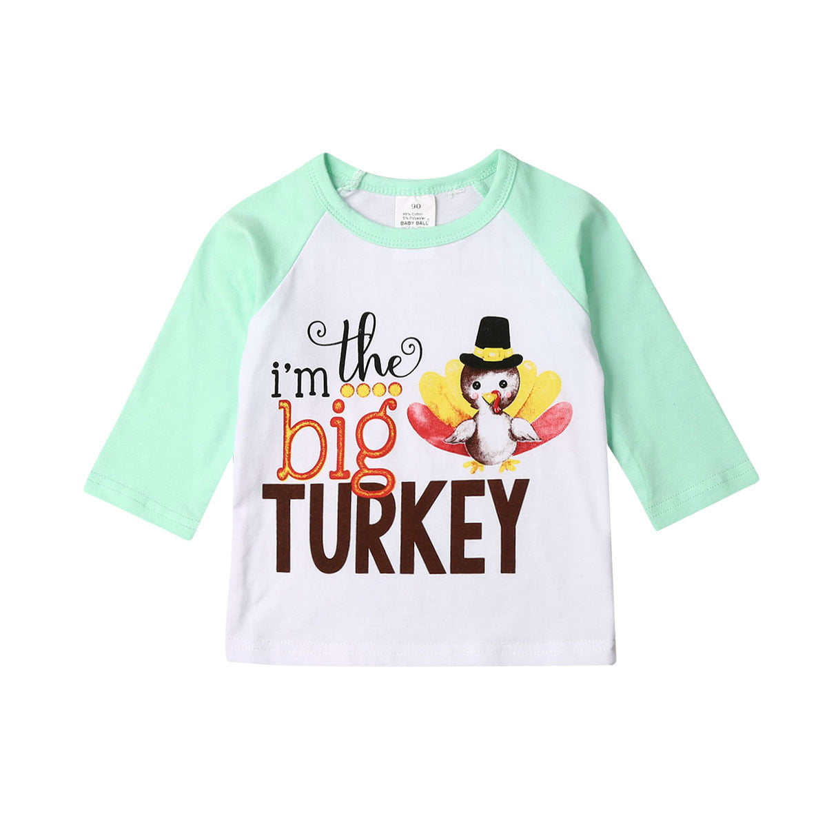 Toddler Kid Baby Girl Boy Letter Turkey Ruffle Tops T-Shirt Thanksgiving Clothes 