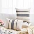 thumbnail image 5 of Fancy Homi 2 Pcs Neutral Grey Farmhouse Decorative Throw Pillow Covers 20x20 inch for Couch Bed Chair Indoors, Vintage Country Rustic Retro Room Decor, Soft Thick Cotton Handmade Woven Cushion Case, 5 of 7