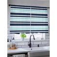 thumbnail image 5 of Sheer Curtains 45 Inch Length 2 Panels Set for Kitchen, Navy Blue Turquoise Striped Semi Sheer Curtains for Windows, Gradient Horizontal Lines Voile Window Treatments Rod Pocket Curtain, 5 of 7