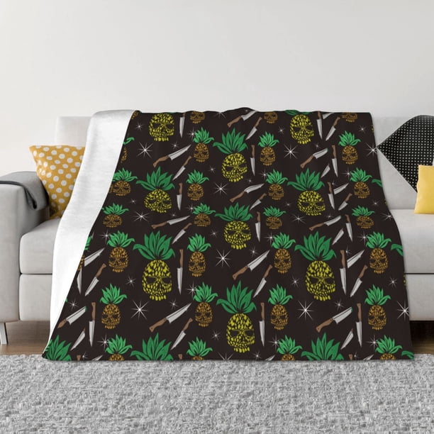 Balery Pineapples Manta de Franela con Dibujo, Lujo Ultra Suave y Cálido, Antipelusa y Resistente a las Arrugas para Cama, Sofá, Camping -50"x40"
