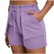 thumbnail image 5 of mfyjkho Pantalones Cortos De Gimnasio Para Mujer, Pantalones Cortos De Verano Para Mujer, De Lino Y Color Liso, Holgados, Rectos, Con Bolsillo, Cordón De Encaje Y Bolsillos Vueltos Hacia Afuera. Xxl, 5 of 8