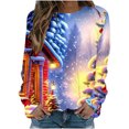 thumbnail image 2 of Qiopertar Mode Femmes Imprimé Col Rond Pull Manches Longues Blouse Confortable Chandail en Molleton Liquidation Livraison Gratuite à Moins de 5$ jusqu'à 90 % de Réduction, 2 of 5