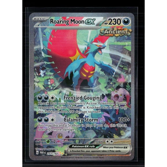 Collectible 2023 Paradox Rift Roaring Moon EX SAR Secret Rare Holo SAR #251/182 (English)
