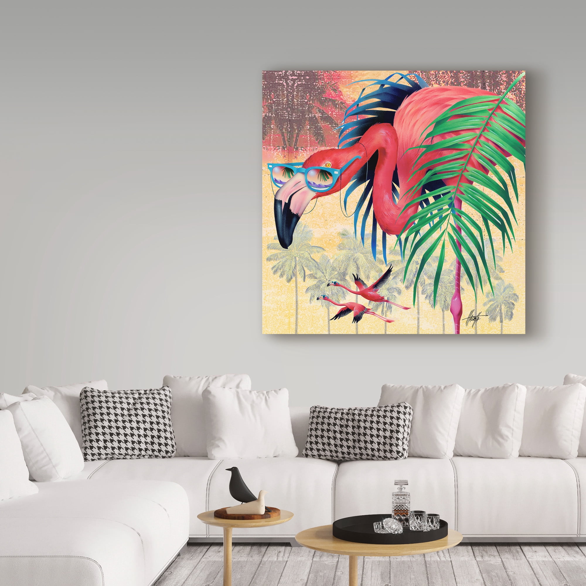 Trademark Fine Art 'Cool Flamingoes' Canvas Art by James Mazzotta