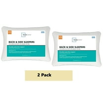 (2 Pack) Extra Firm Back & Side Sleeper Bed Pillow, Standard/Queen, White- Antimicrobial