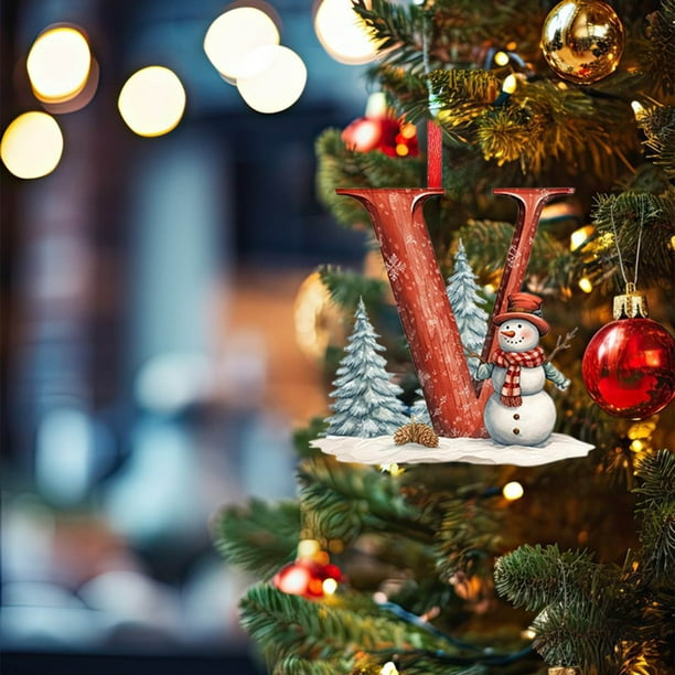 Adorno Navideño Colgante para Árbol de Navidad con 26 Letras | Acrílico | 10 Cm | Adornos Navideños Diy | Decoración Colgante para Árbol de Navidad | 26 Piezas | Decoración Navideña