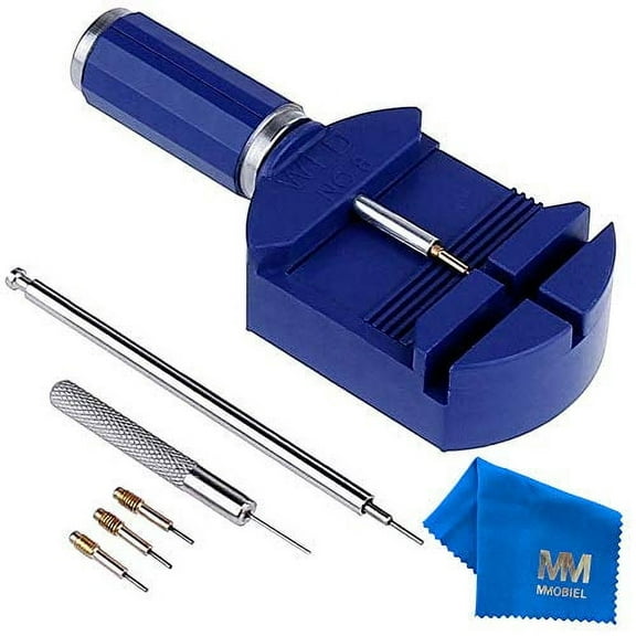 MMOBIEL 8‑Piece Watch Repair Tool Kit – Link Pin Remover & Spring Bar Punch for Watchmakers, Steel, Blue