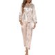 thumbnail image 1 of Conjunto de pijama de mujer de manga larga con cuello con muescas y botones, ropa de dormir de satén suave, 1 of 8