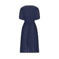 thumbnail image 5 of DailyTrove Women's Belted Denim Midi Dress, Short Sleeve, Casual Work & Weekend Outfit, Mid-Weight Cotton Fabric, 5 of 6