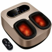 KNQZE Foot Massager with Heat and Remote, Shiatsu Deep Kneading Foot Massager & Foot Warmer, Fits Up to Men’s Size 12 (Gold)