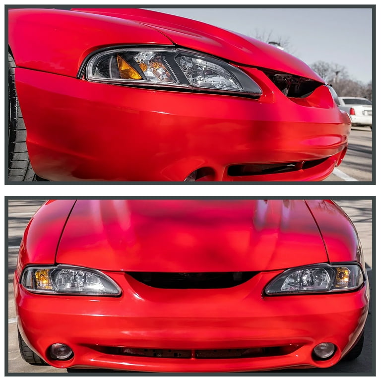 Spec D Tuning Black 1PC Style Headlights Compatible with 1994 1998 Ford Mustang Left Right Pair Head Lights Lamp Assembly Walmart