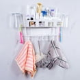 thumbnail image 4 of Multifunctional Wall Mounted Bathroom Shower Shelf Soap Shampoo Holder Organizer No Drilling Adhesive Bathroom Storage Basket with Towel Rack Rails & Removable Hooks, 4 of 8
