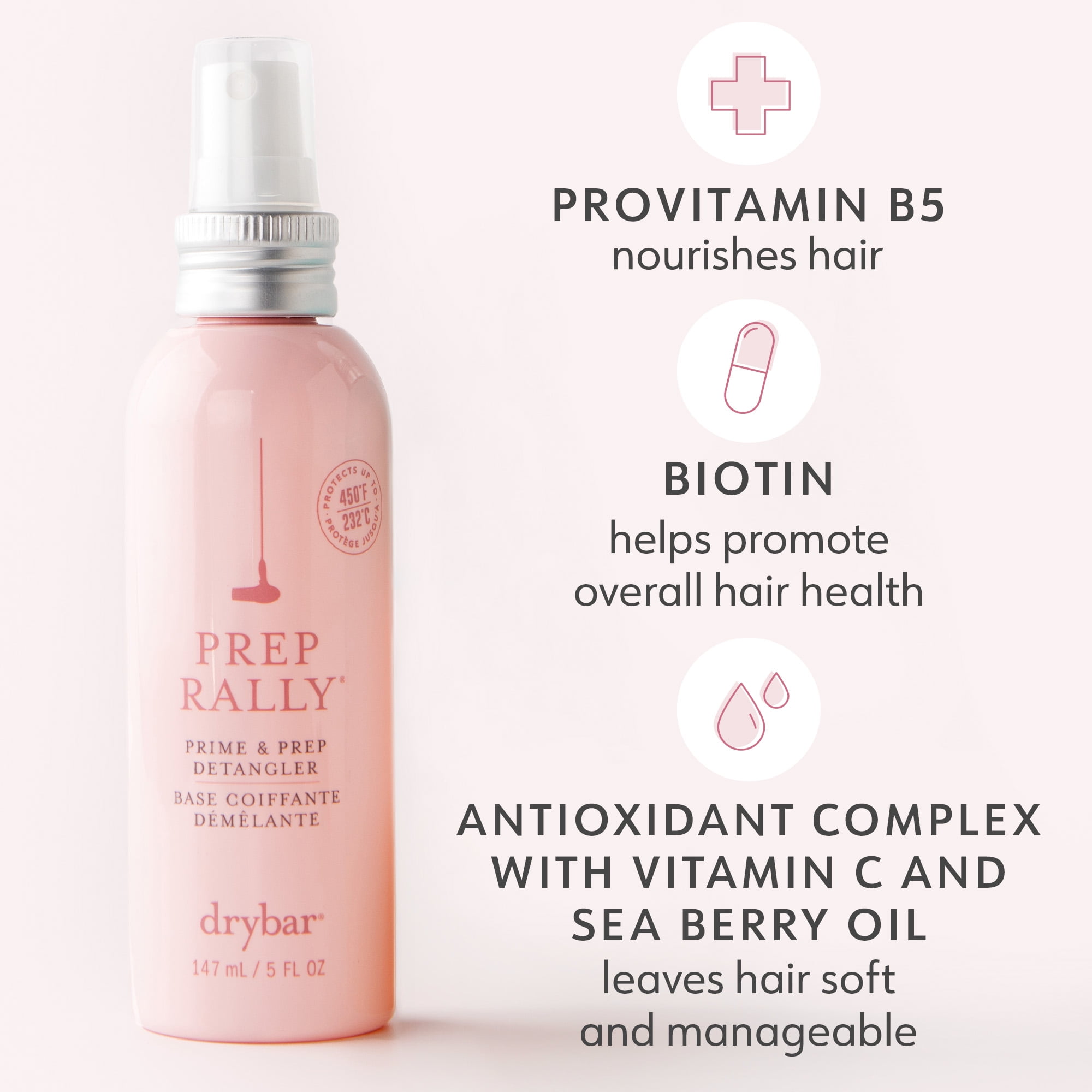 Drybar Prep Rally Prime & Prep Hair Detangler Spray Travel Size, 2 fl oz
