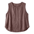 thumbnail image 4 of Oversized Linen Cotton Tank Tops for Women 2026 Summer Casual Comfy Sleeveless Shirts Loose Lightweight Gauze Blouses Coffee XL, 4 of 5