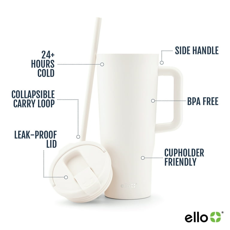 Ello Ultra Clean 40oz Stainless Steel Tumbler with Handle, Cream