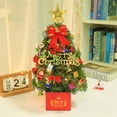 thumbnail image 2 of 24-Inch Pre-Lit Artificial Christmas Tree with Ornaments, LED Lights, Red Bow, and Star Topper for Home Decor, 2 of 3