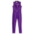 thumbnail image 6 of inhzoy Gymnastic Dance Jumpsuit for Girls Shiny Sequins Ballet Dance Leotard Purple 6, 6 of 9