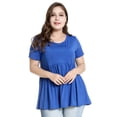 thumbnail image 2 of Tachiuwa T-Shirt Uni pour Femmes Manches Courtes Col Tailles 4TG, 2 of 7