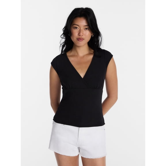 No Boundaries Empire Seam Top with Short Sleeves, Women’s XXS-XXL