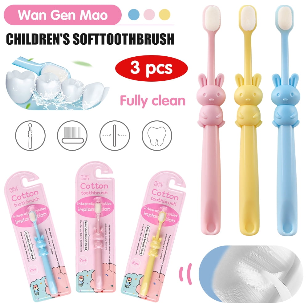 LNKOO 3 Pack Baby Extra Soft Toothbrush; Micro Nano Silk Toothbrushes 20,000 Bristles; Ultra Soft Bristle for Sensitive Gums, Recession, & Perio; Small Head for Kids,Children, Toddler