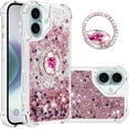 thumbnail image 3 of Case for iPhone 16, iPhone 16 Case Glitter with Ring Holder Stand,Clear TPU Cute Love Moving Quicksand Sparkle Shockproof Liquid Phone Case for iPhone 16 6.1 inch Rose Gold YBZ, 3 of 14